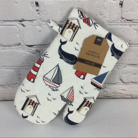 ⚓️Nautical Coastal Life 3 Pc. Kitchen Set~1 Dish Towel~1 Pot Holders~1 Oven Mitt - Picture 4 of 9